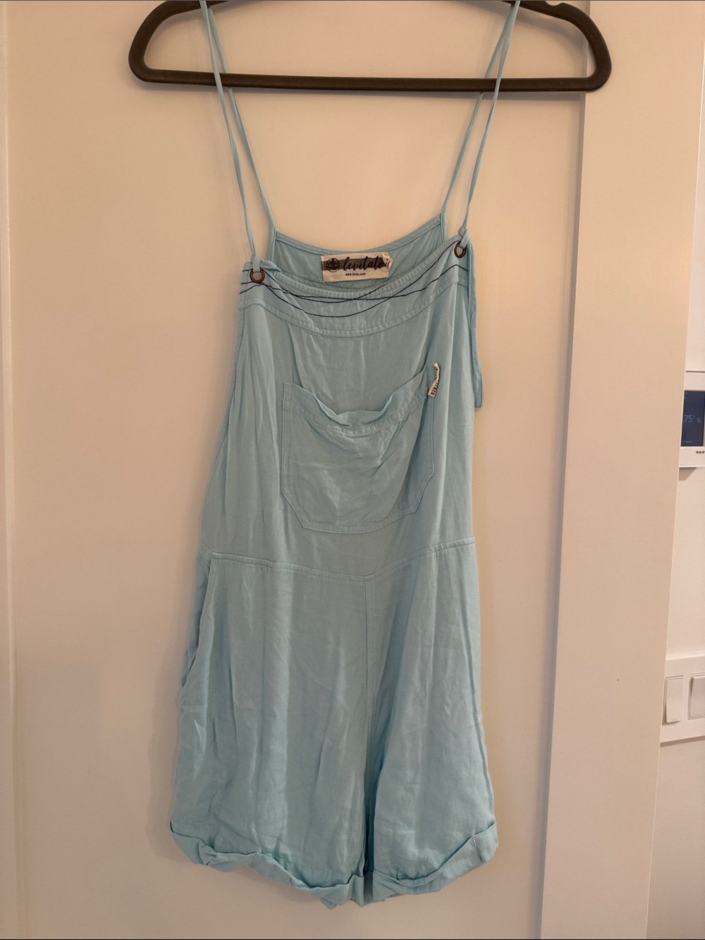 Levitate New England Light Blue Spaghetti Strap Romper